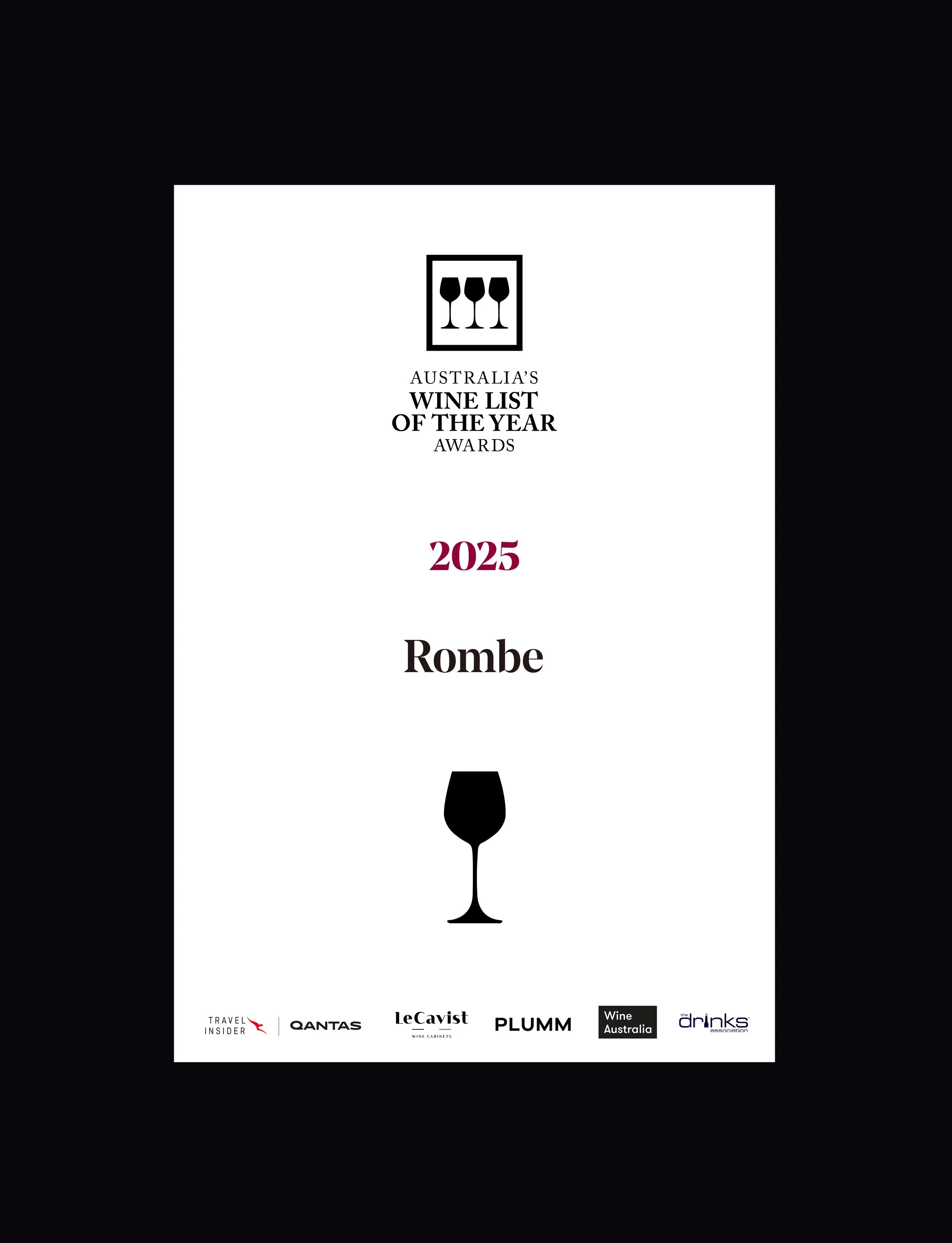 Australia Wine List of the Year Awards 2025 One Glass