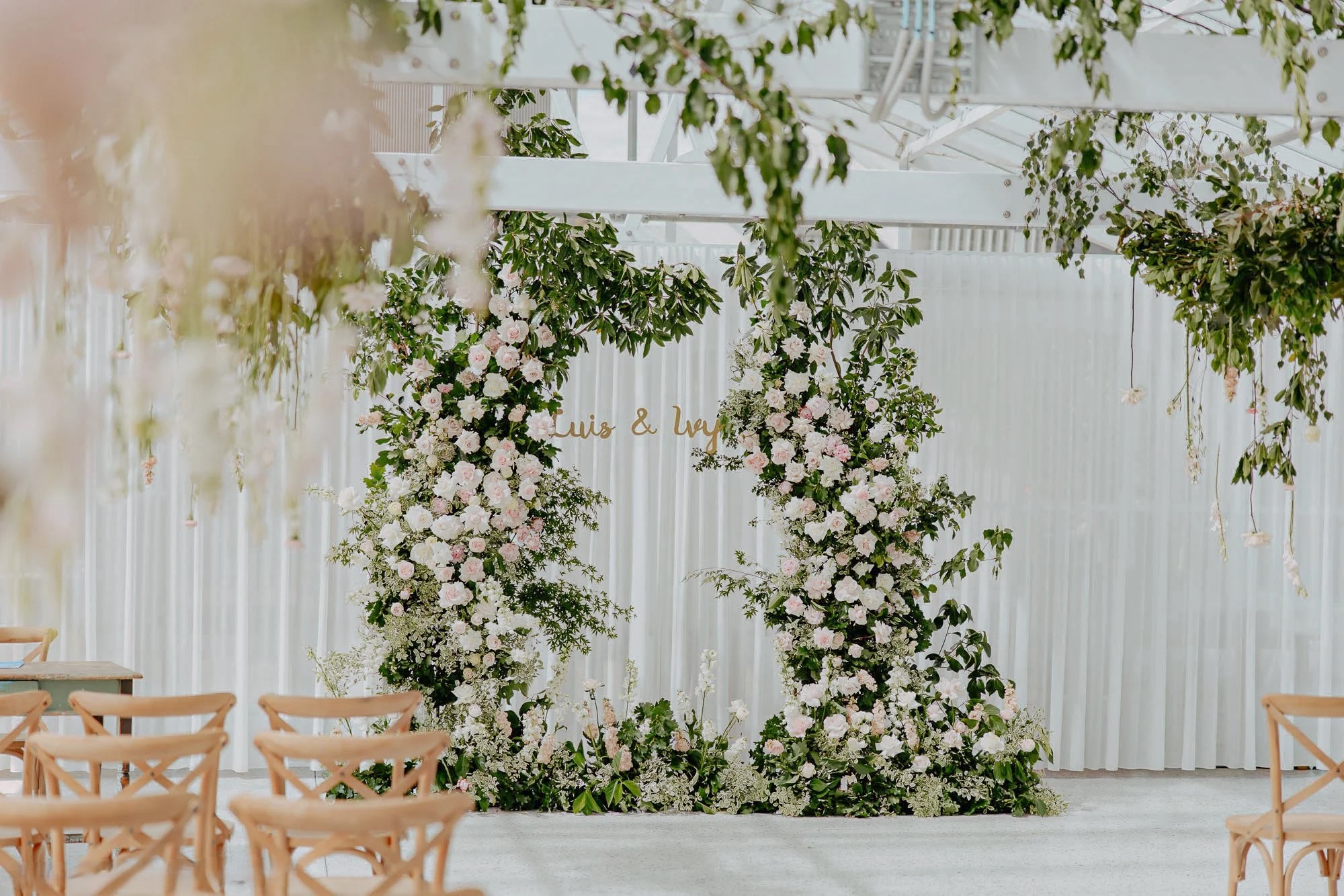 Glasshouse wedding ceremony space